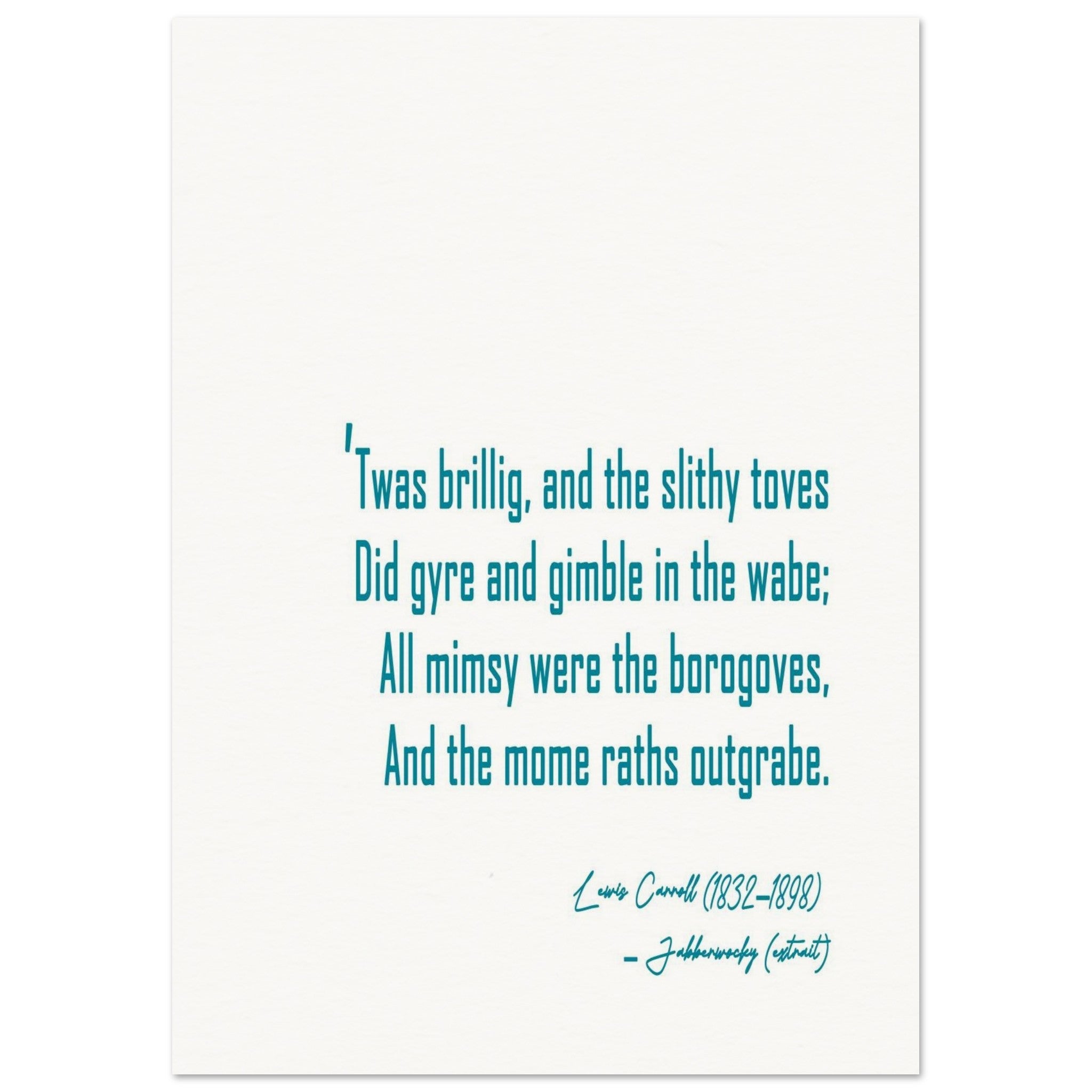 JABBERWOCKY - LEWIS CARROLL POEM - KLEX ART