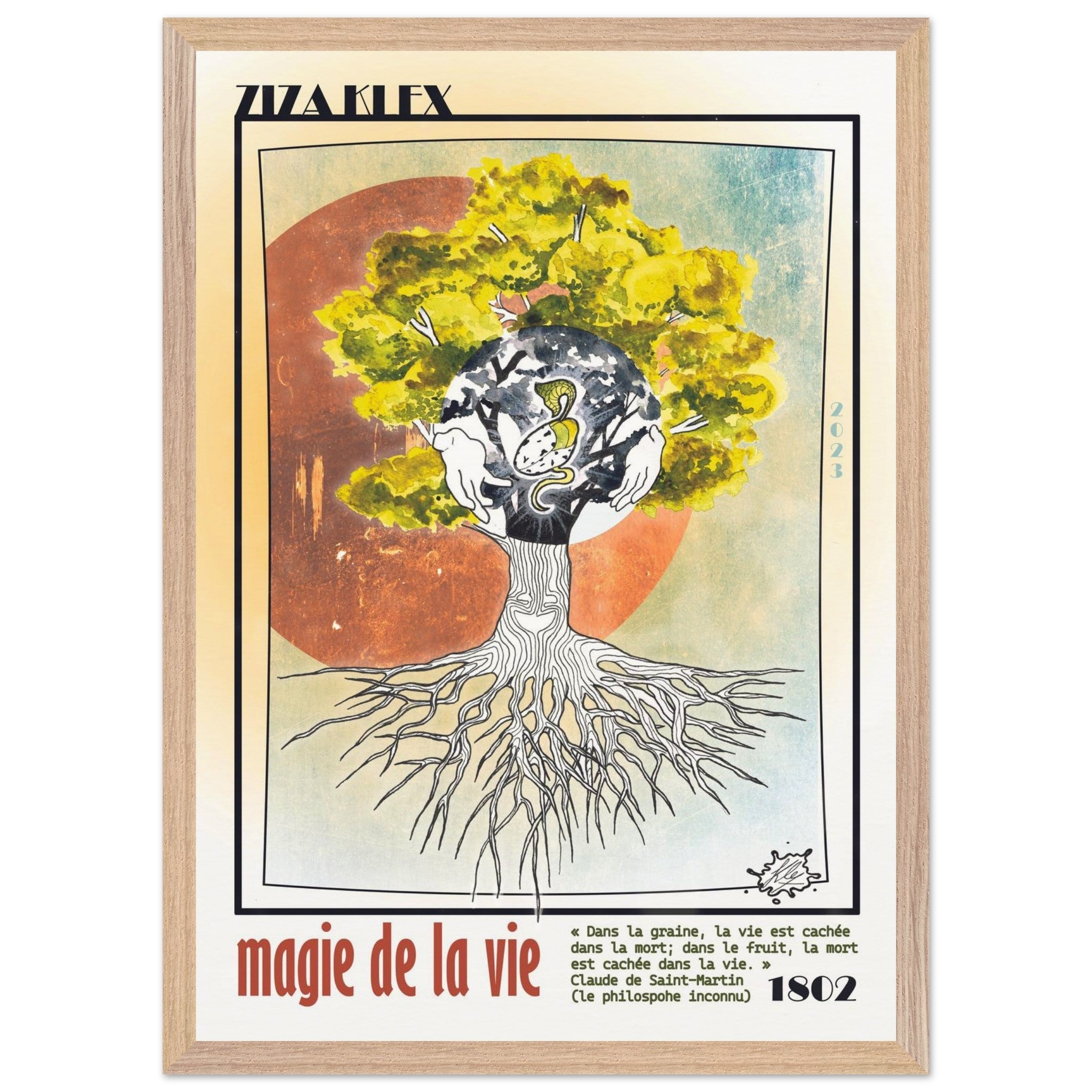 MAGIE DE LA VIE - Quality Art Print,A2 (42 x 59.4 cm),earth,green,multicolored,Premium Wooden Framed Poster With Museum-Qualit(…),Wood frame,KLEX ART