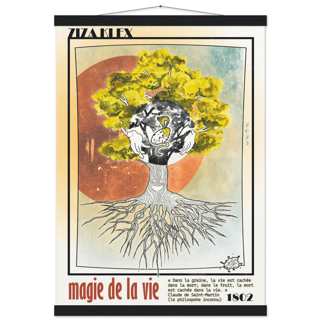 MAGIE DE LA VIE - Quality Art Print,21x29.7 cm / 8x12",earth,green,multicolored,Premium Wooden Framed Poster With Museum-Qualit(…),White frame,KLEX ART