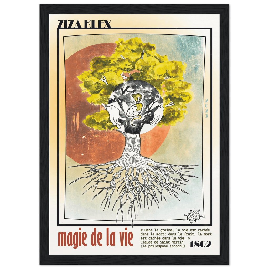 MAGIE DE LA VIE - Quality Art Print,21x29.7 cm / 8x12",earth,green,multicolored,Premium Wooden Framed Poster With Museum-Qualit(…),White frame,KLEX ART
