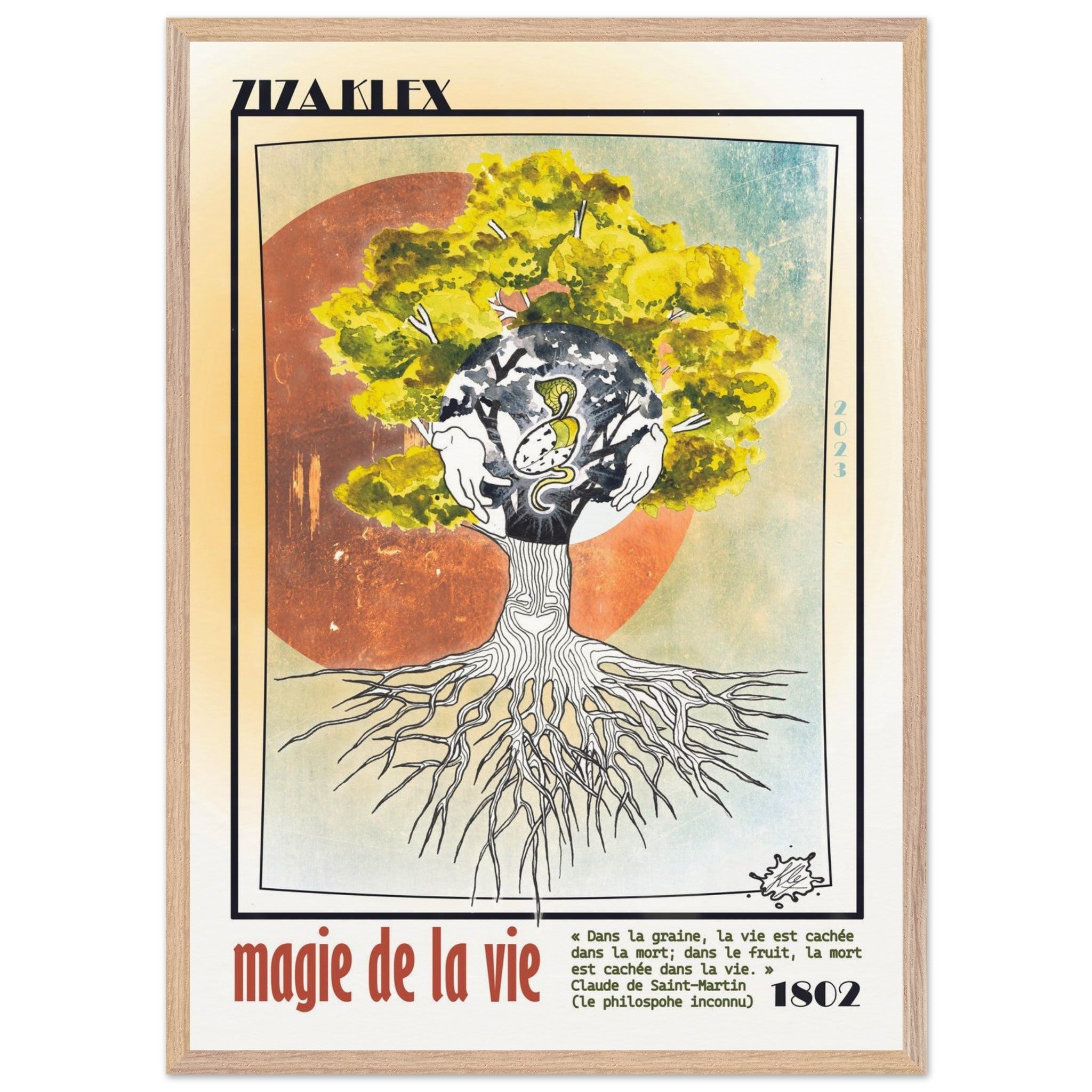 MAGIE DE LA VIE - Quality Art Print,A1 (59.4 x 84.1 cm),earth,green,multicolored,Premium Wooden Framed Poster With Museum-Qualit(…),Wood frame,KLEX ART
