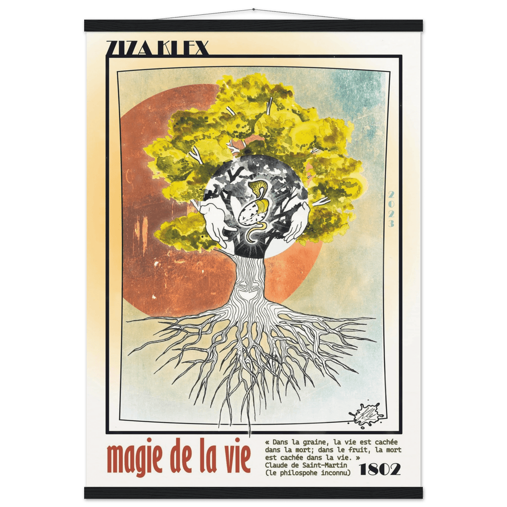 MAGIE DE LA VIE - Quality Art Print,21x29.7 cm / 8x12",earth,green,multicolored,Premium Wooden Framed Poster With Museum-Qualit(…),White frame,KLEX ART