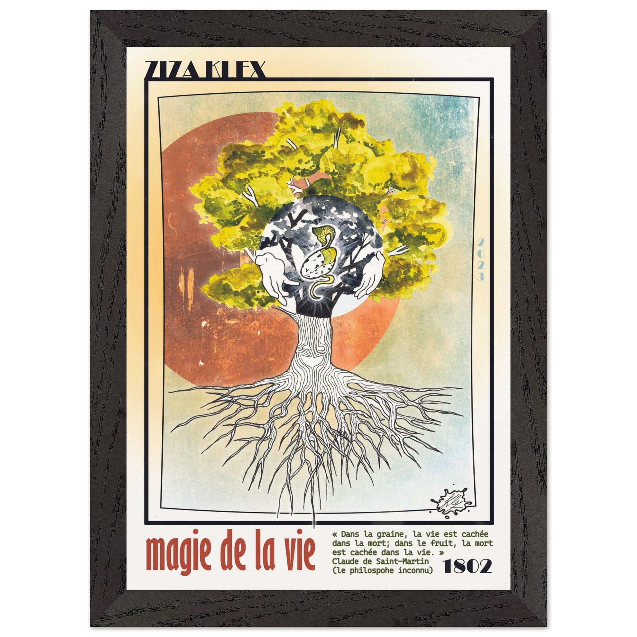 MAGIE DE LA VIE - Quality Art Print,21x29.7 cm / 8x12",earth,green,multicolored,Premium Wooden Framed Poster With Museum-Qualit(…),Black frame,KLEX ART