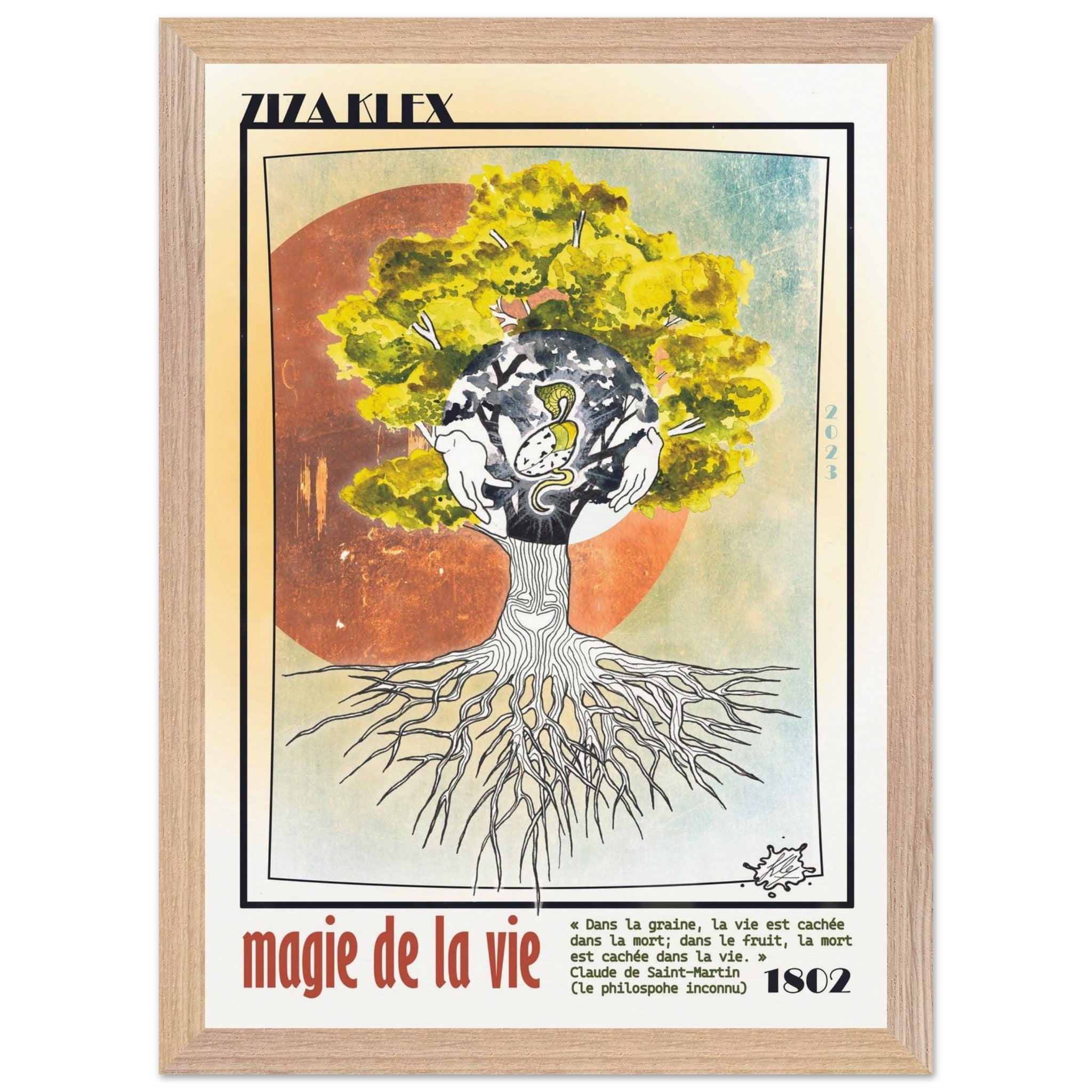 MAGIE DE LA VIE - Quality Art Print,A3 (29.7 x 42 cm),earth,green,multicolored,Premium Wooden Framed Poster With Museum-Qualit(…),Wood frame,KLEX ART