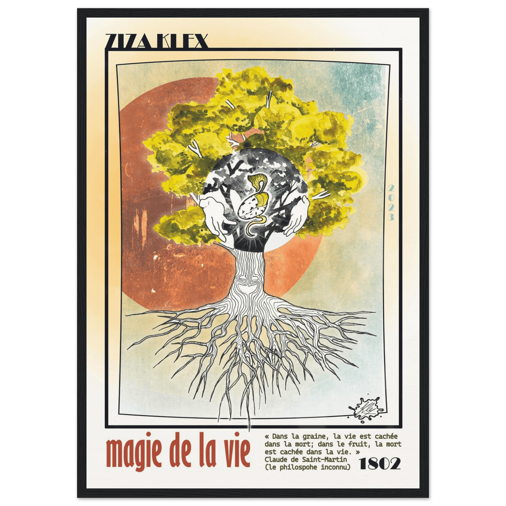 MAGIE DE LA VIE - Quality Art Print,21x29.7 cm / 8x12",earth,green,multicolored,Premium Wooden Framed Poster With Museum-Qualit(…),White frame,KLEX ART