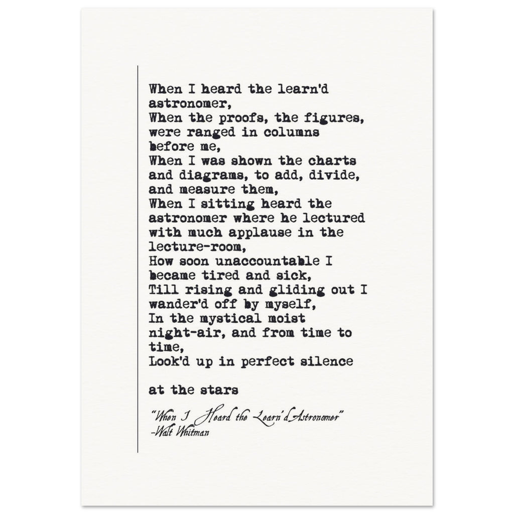 WHEN I HEARD THE LEARNED ASTRONOMER - WALT WHITMAN POEM - KLEX ART