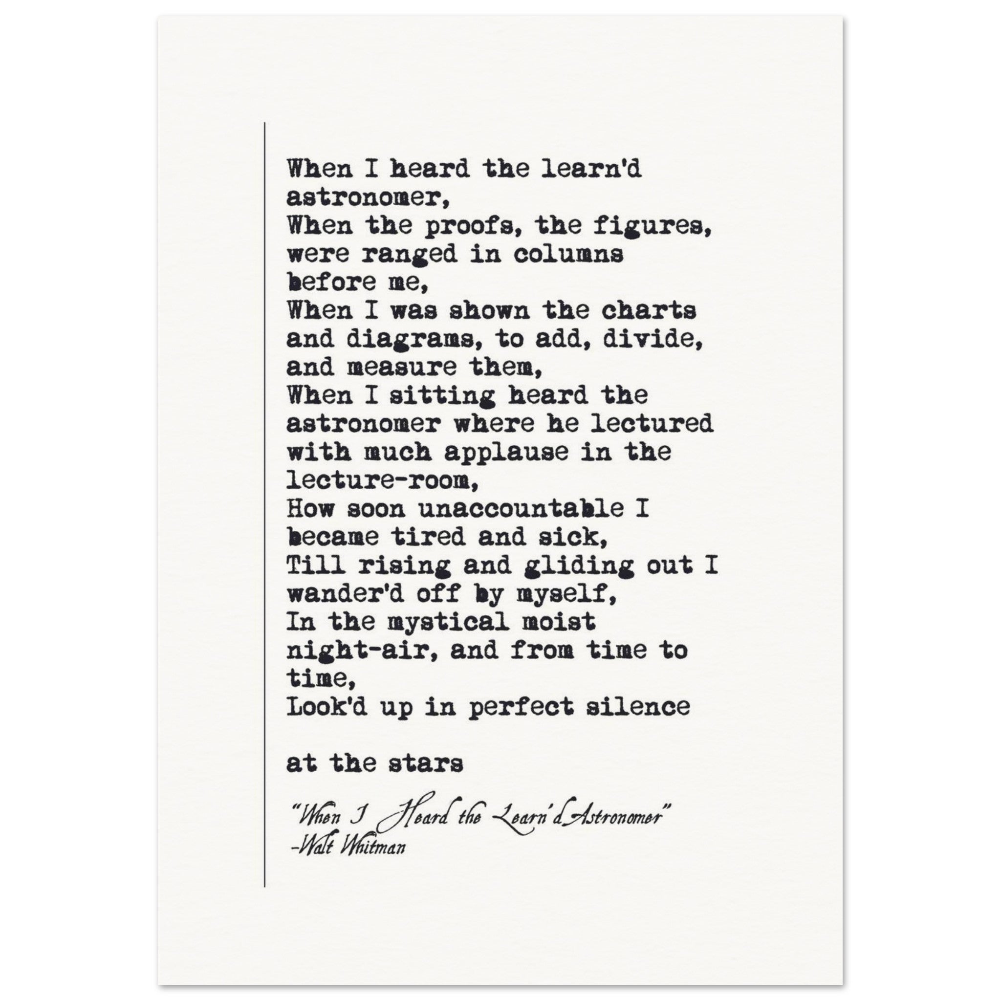 WHEN I HEARD THE LEARNED ASTRONOMER - WALT WHITMAN POEM - KLEX ART