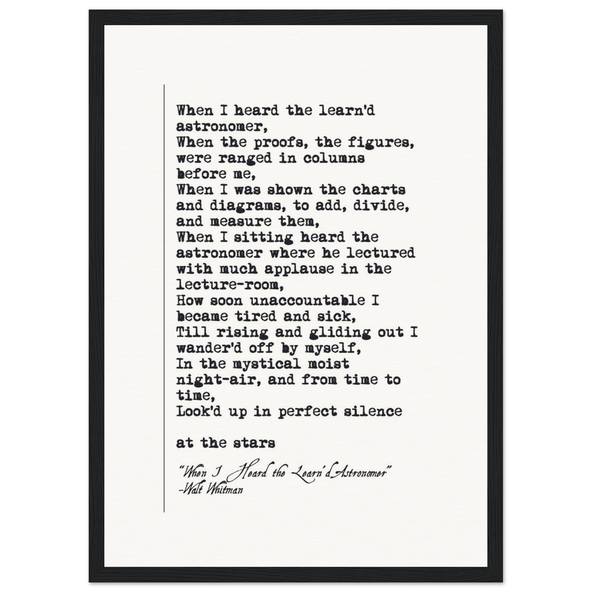 WHEN I HEARD THE LEARNED ASTRONOMER - WALT WHITMAN POEM - KLEX ART