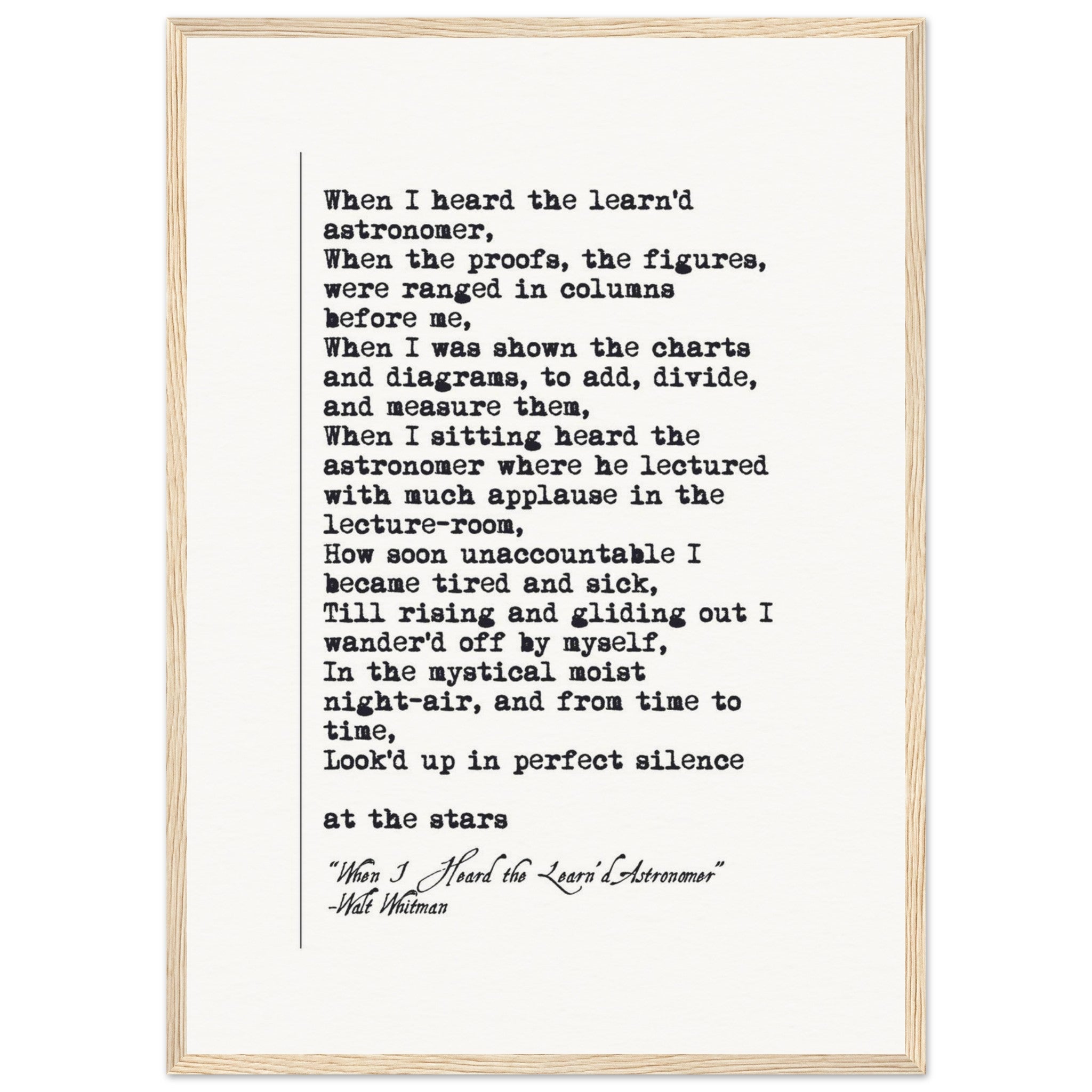 WHEN I HEARD THE LEARNED ASTRONOMER - WALT WHITMAN POEM - KLEX ART