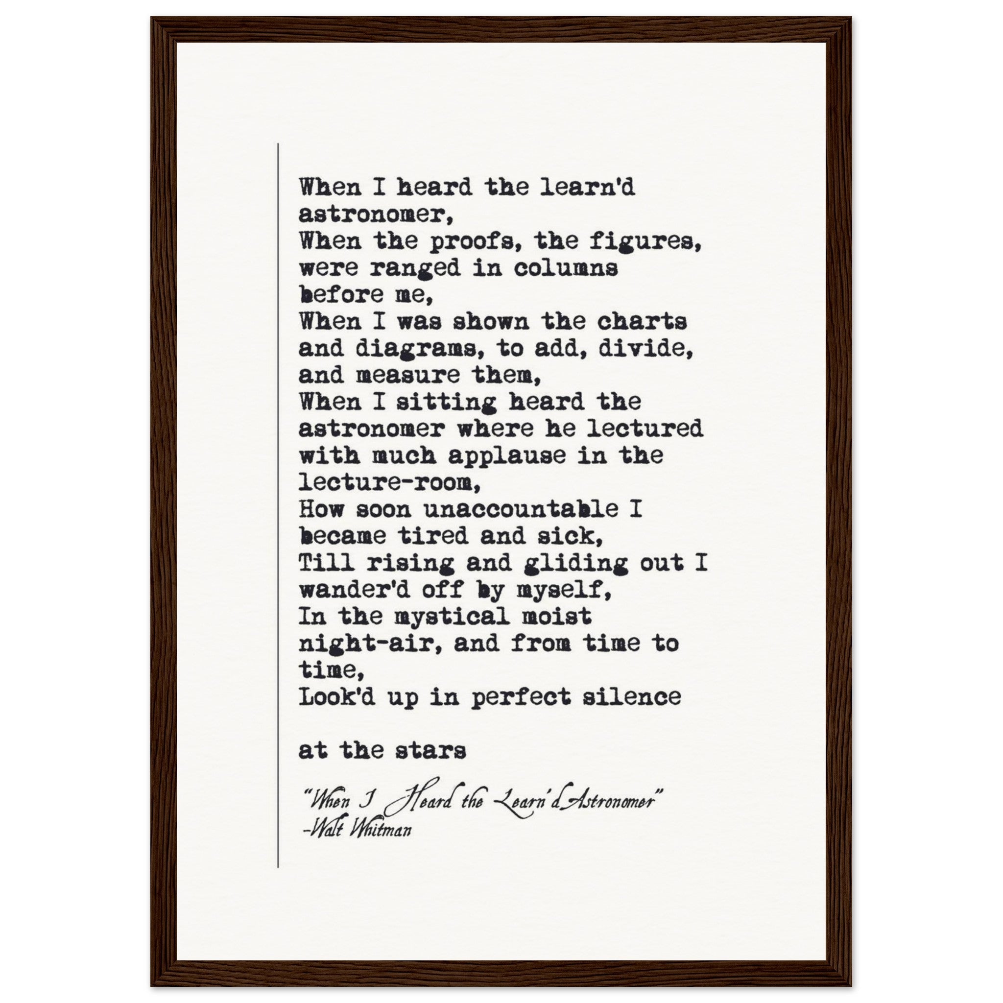 WHEN I HEARD THE LEARNED ASTRONOMER - WALT WHITMAN POEM - KLEX ART