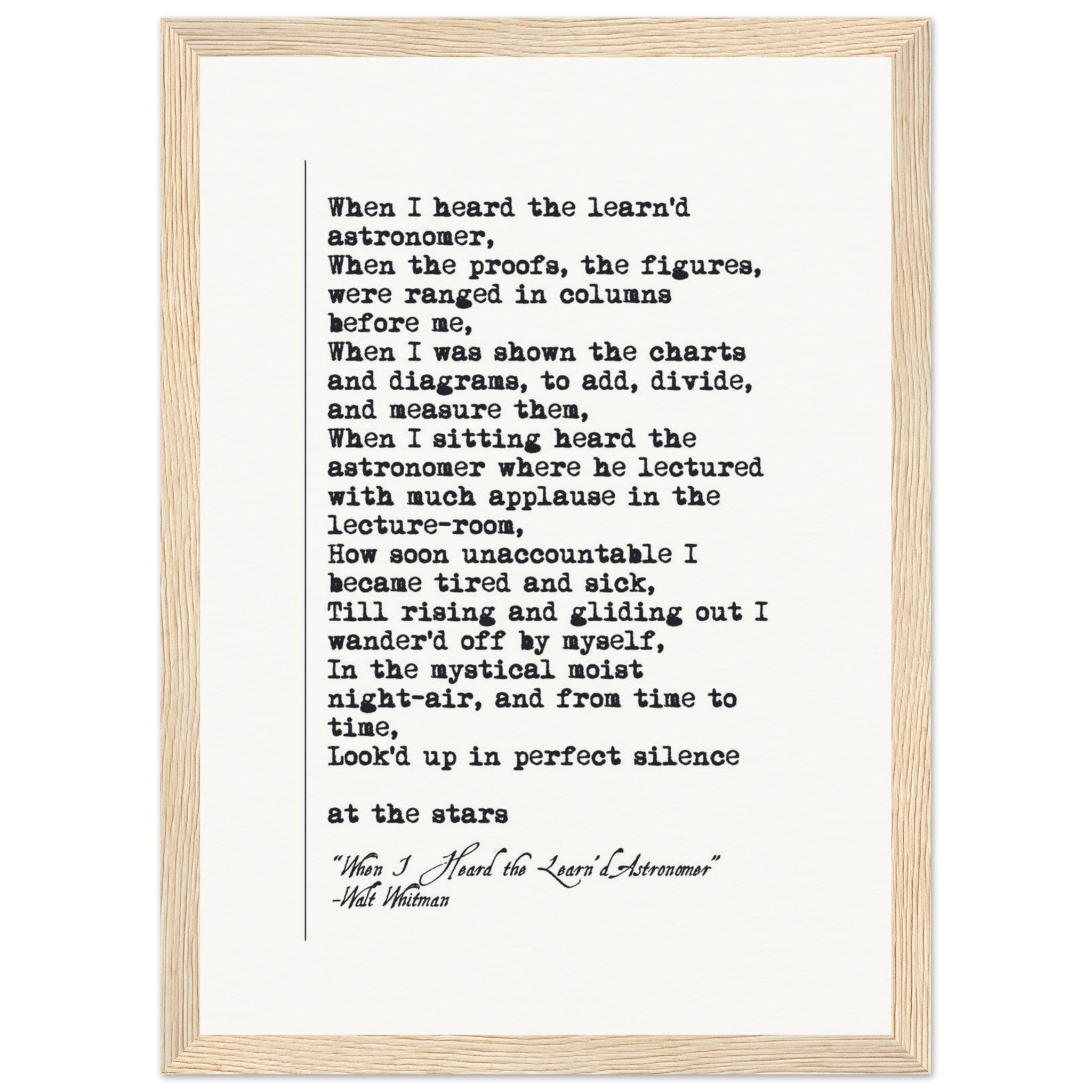 WHEN I HEARD THE LEARNED ASTRONOMER - WALT WHITMAN POEM - KLEX ART