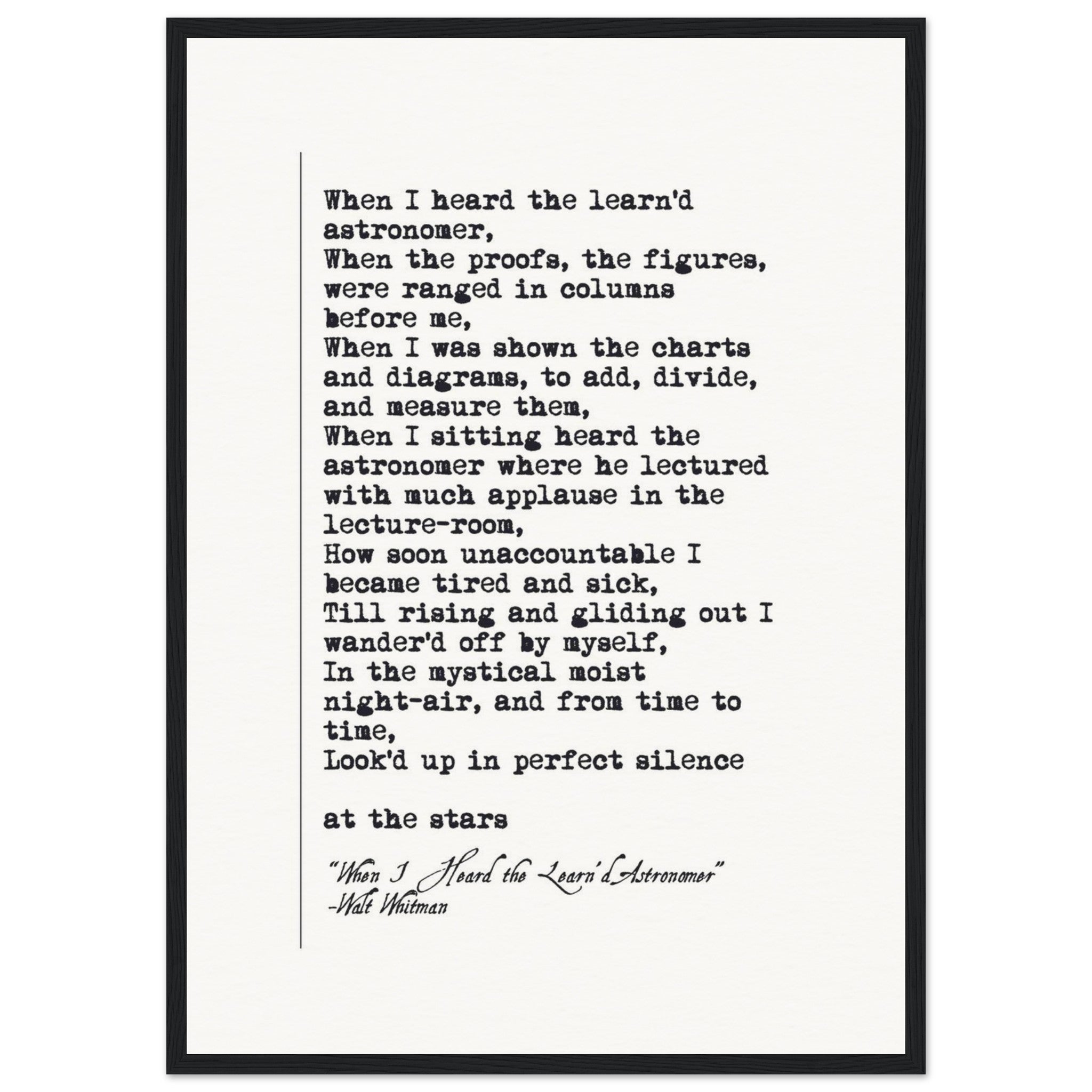 WHEN I HEARD THE LEARNED ASTRONOMER - WALT WHITMAN POEM - KLEX ART