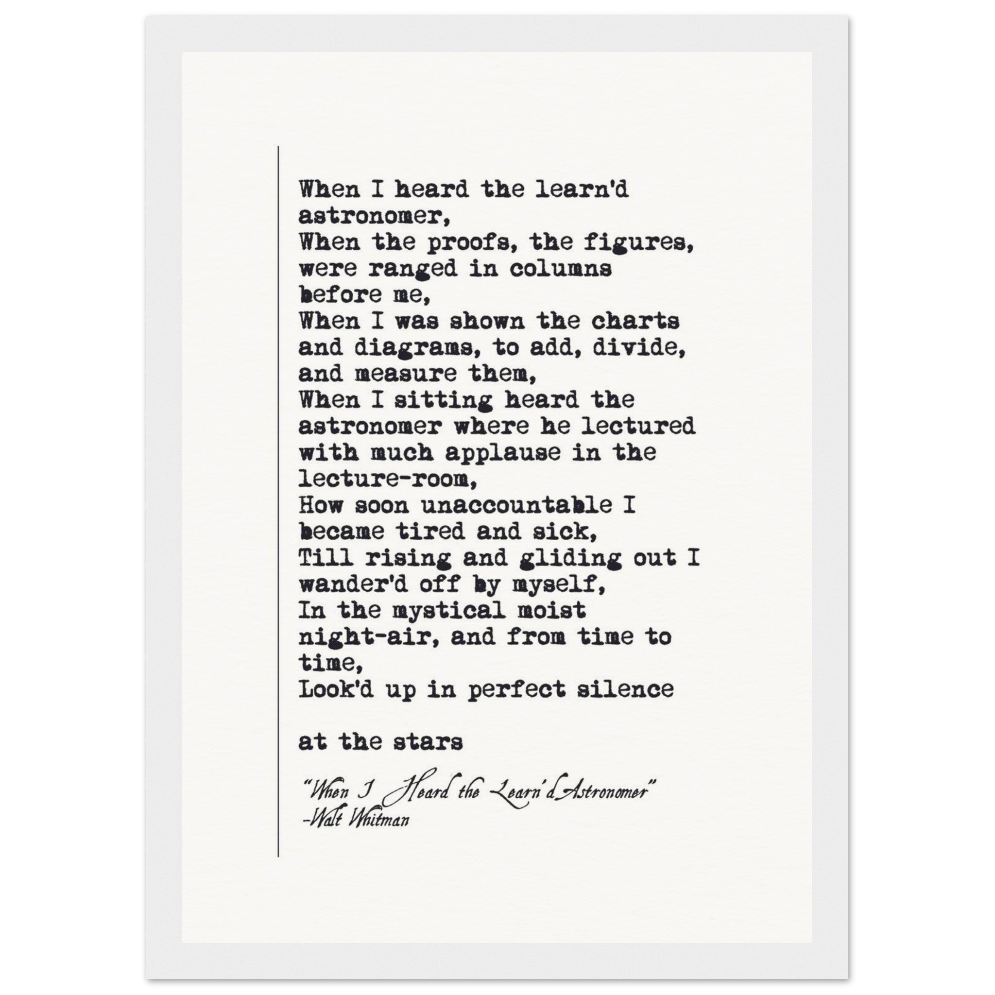 WHEN I HEARD THE LEARNED ASTRONOMER - WALT WHITMAN POEM - KLEX ART