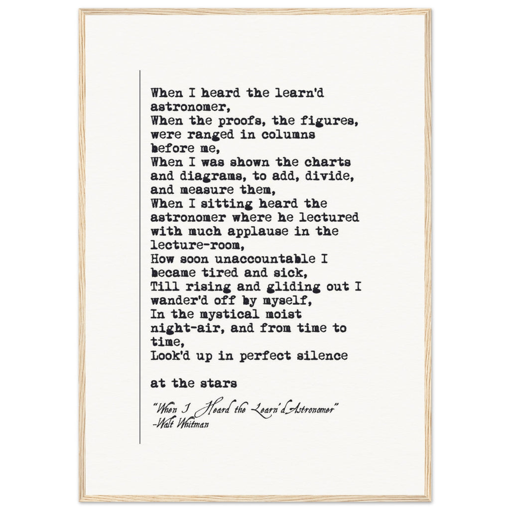 WHEN I HEARD THE LEARNED ASTRONOMER - WALT WHITMAN POEM - KLEX ART