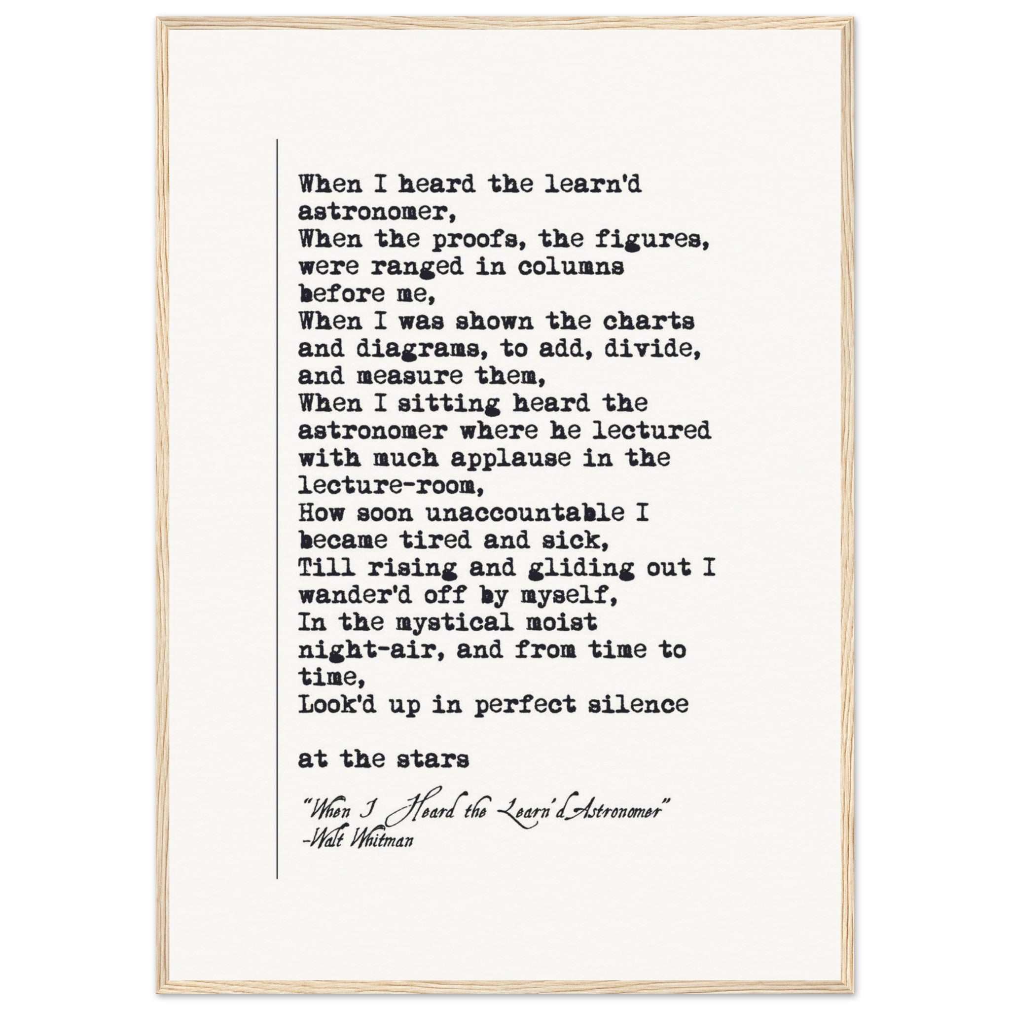 WHEN I HEARD THE LEARNED ASTRONOMER - WALT WHITMAN POEM - KLEX ART
