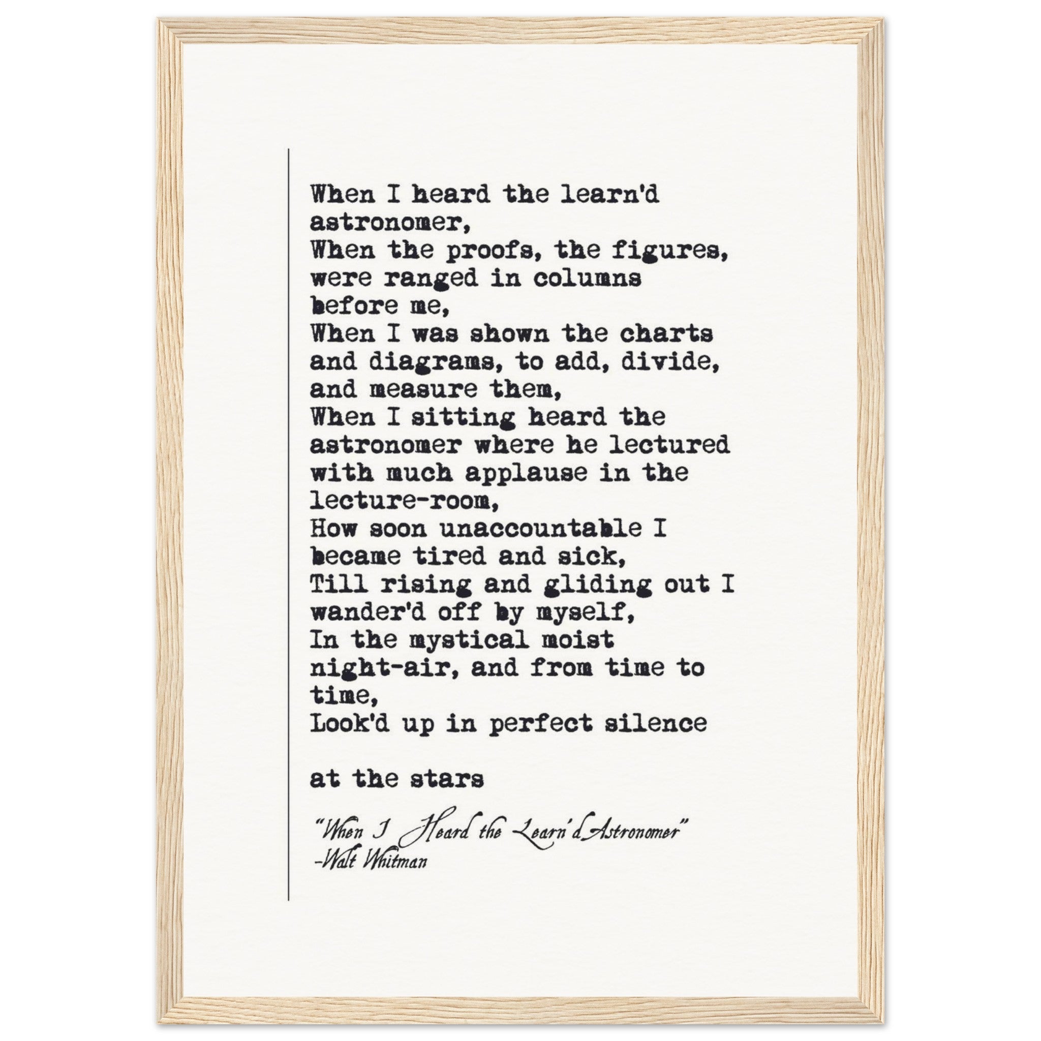 WHEN I HEARD THE LEARNED ASTRONOMER - WALT WHITMAN POEM - KLEX ART