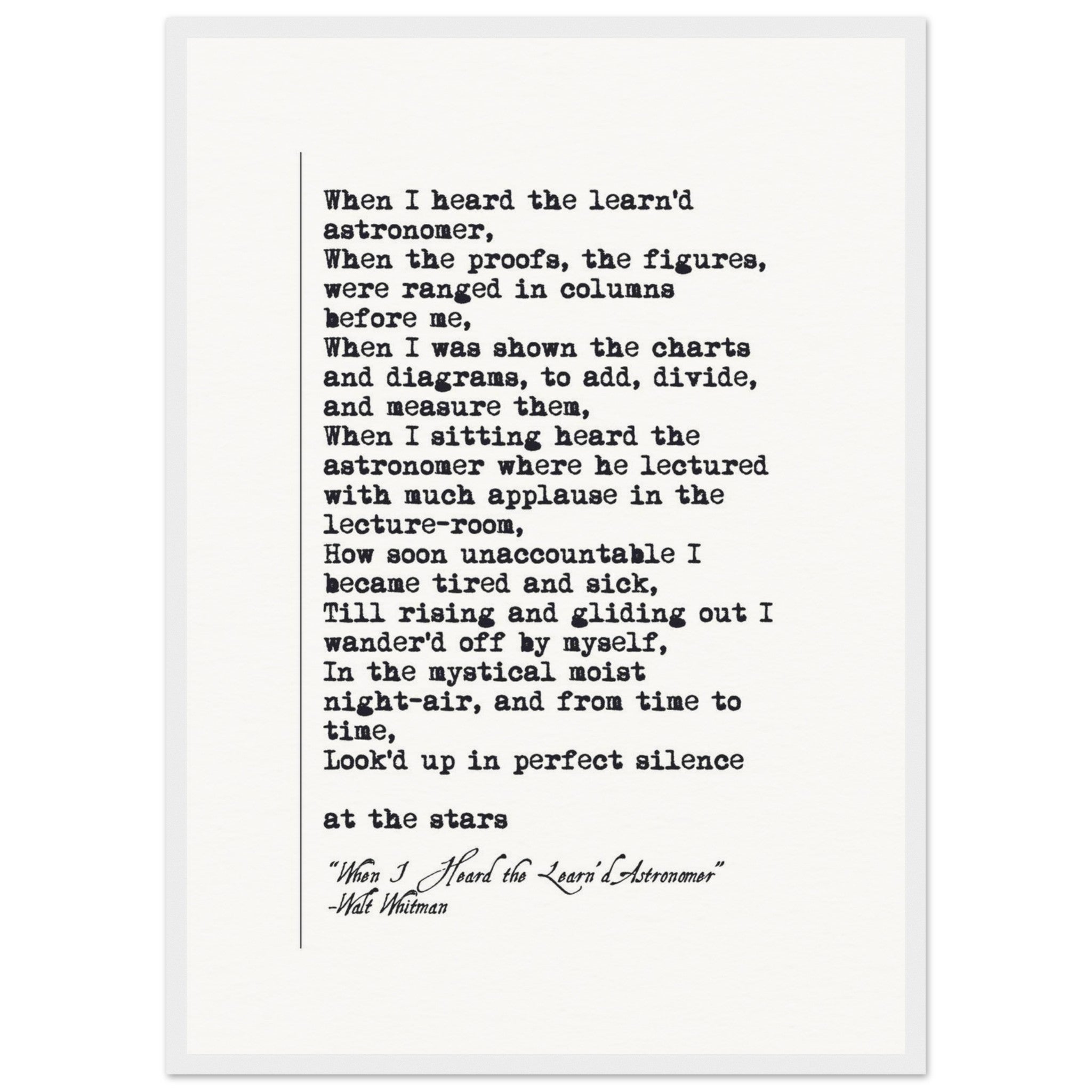 WHEN I HEARD THE LEARNED ASTRONOMER - WALT WHITMAN POEM - KLEX ART