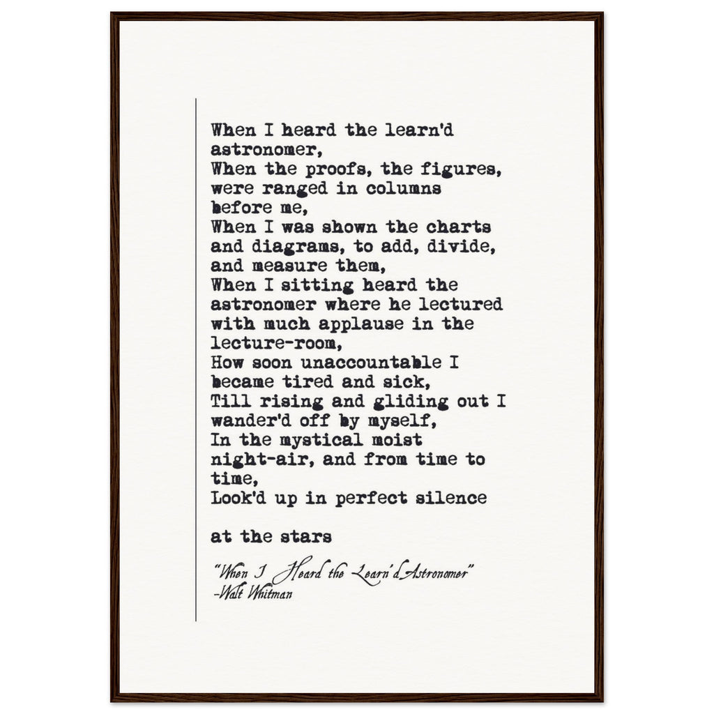 WHEN I HEARD THE LEARNED ASTRONOMER - WALT WHITMAN POEM - KLEX ART