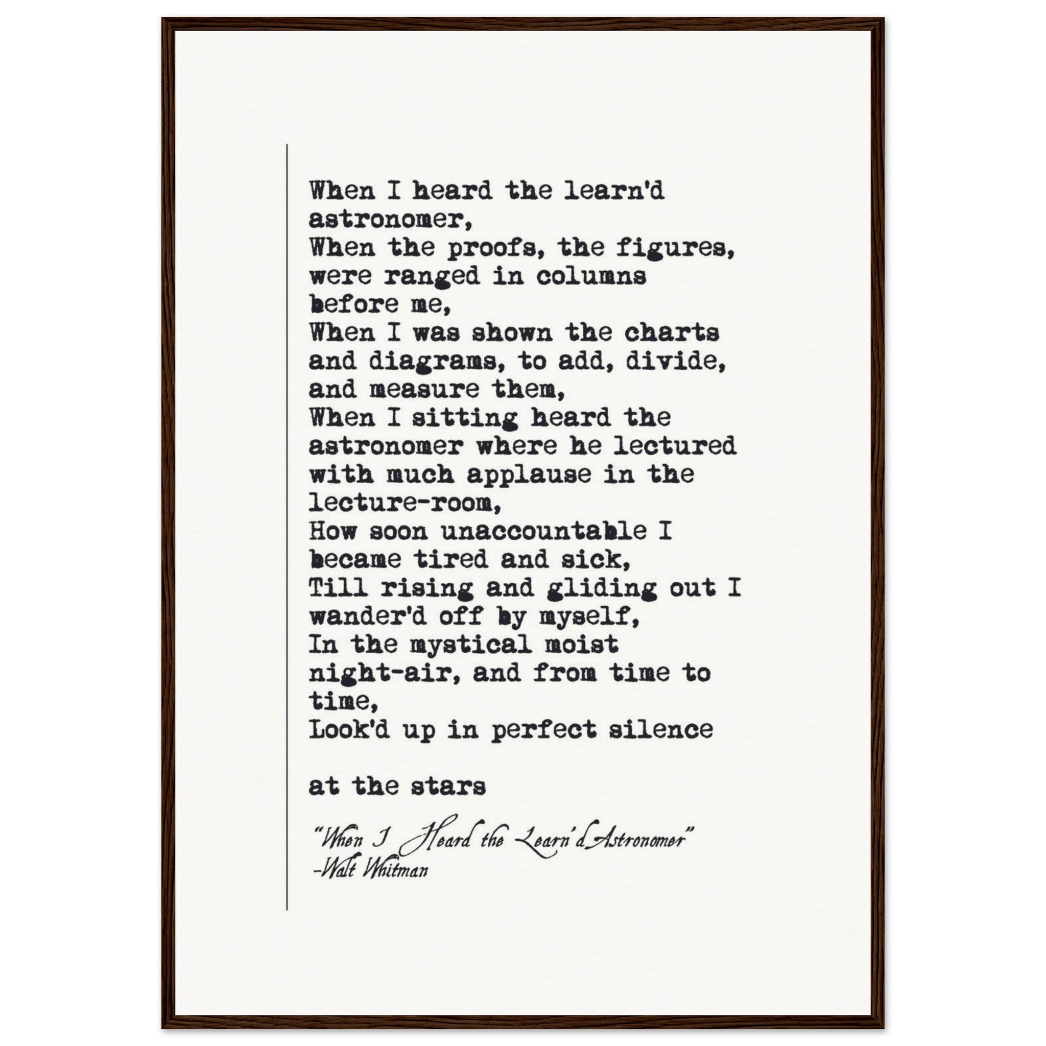 WHEN I HEARD THE LEARNED ASTRONOMER - WALT WHITMAN POEM - KLEX ART