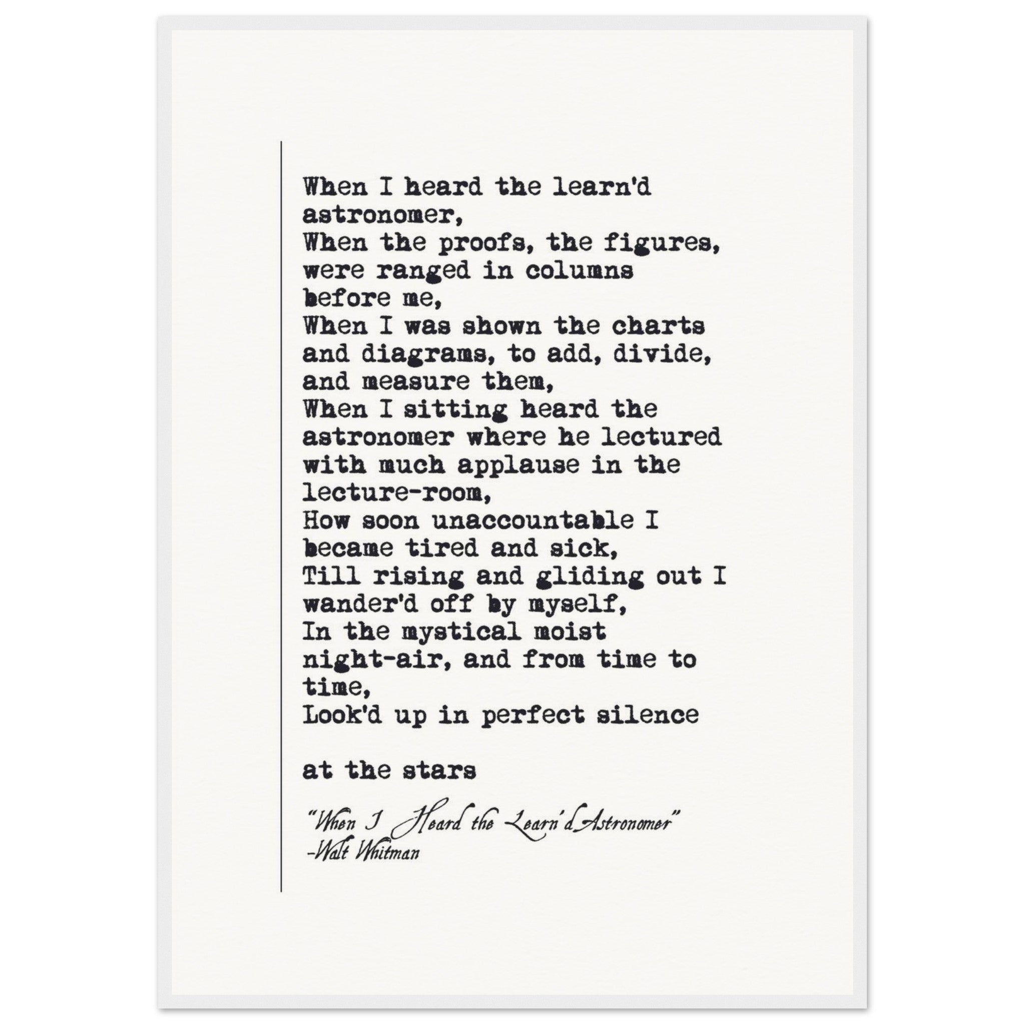 WHEN I HEARD THE LEARNED ASTRONOMER - WALT WHITMAN POEM - KLEX ART