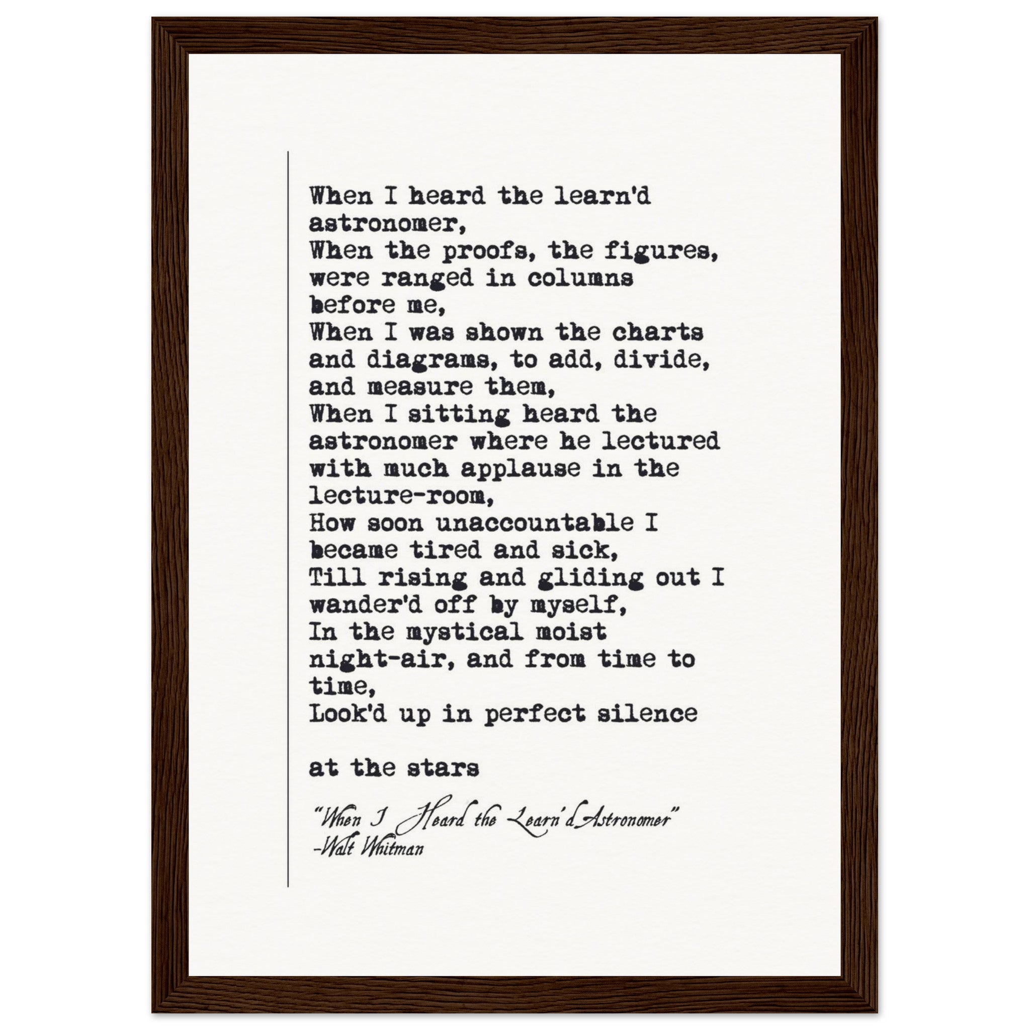 WHEN I HEARD THE LEARNED ASTRONOMER - WALT WHITMAN POEM - KLEX ART