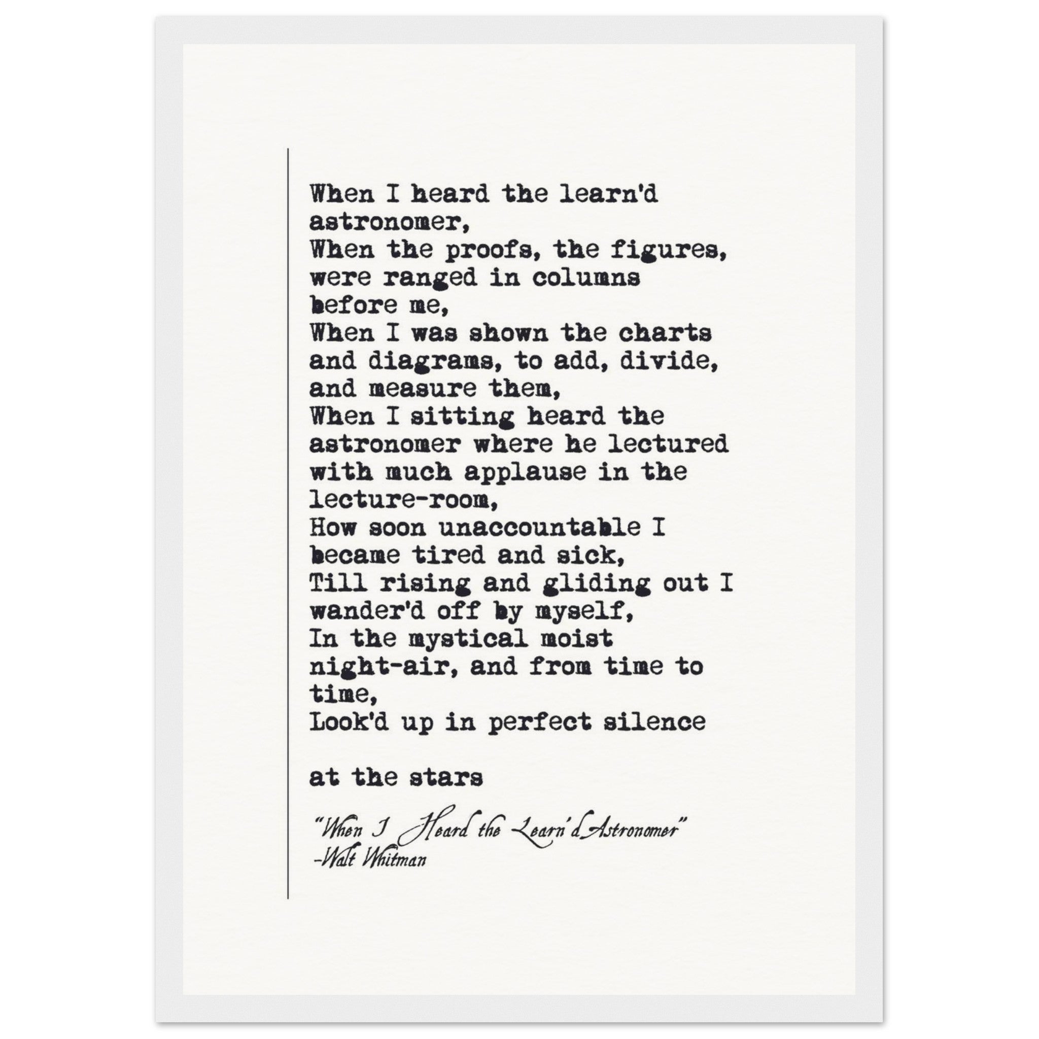 WHEN I HEARD THE LEARNED ASTRONOMER - WALT WHITMAN POEM - KLEX ART