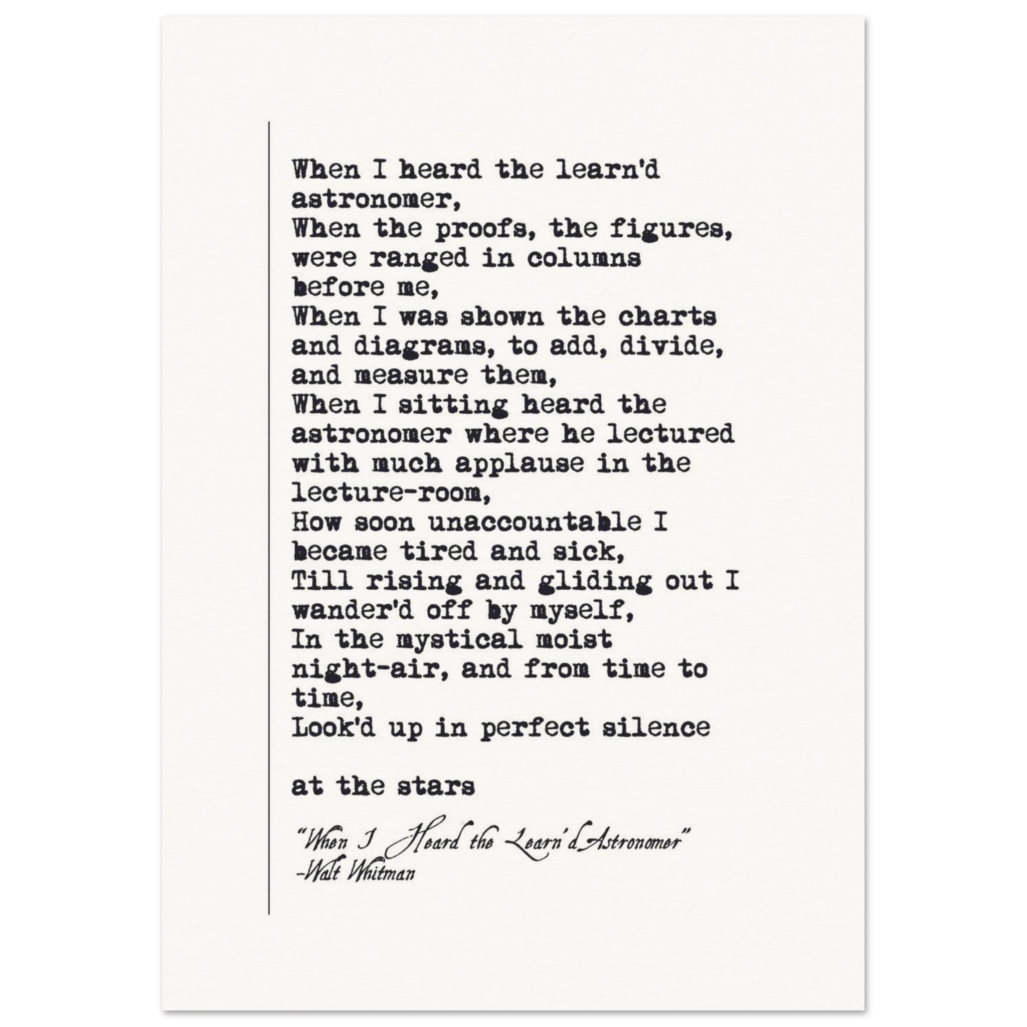 WHEN I HEARD THE LEARNED ASTRONOMER - WALT WHITMAN POEM - KLEX ART