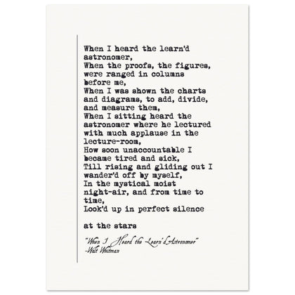WHEN I HEARD THE LEARNED ASTRONOMER - WALT WHITMAN POEM - KLEX ART