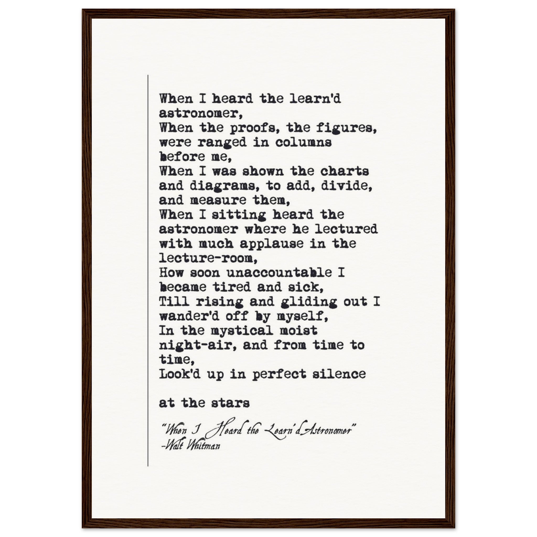 WHEN I HEARD THE LEARNED ASTRONOMER - WALT WHITMAN POEM - KLEX ART